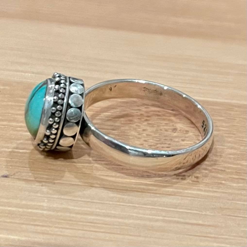 turquoise dress ring with sterling silver band