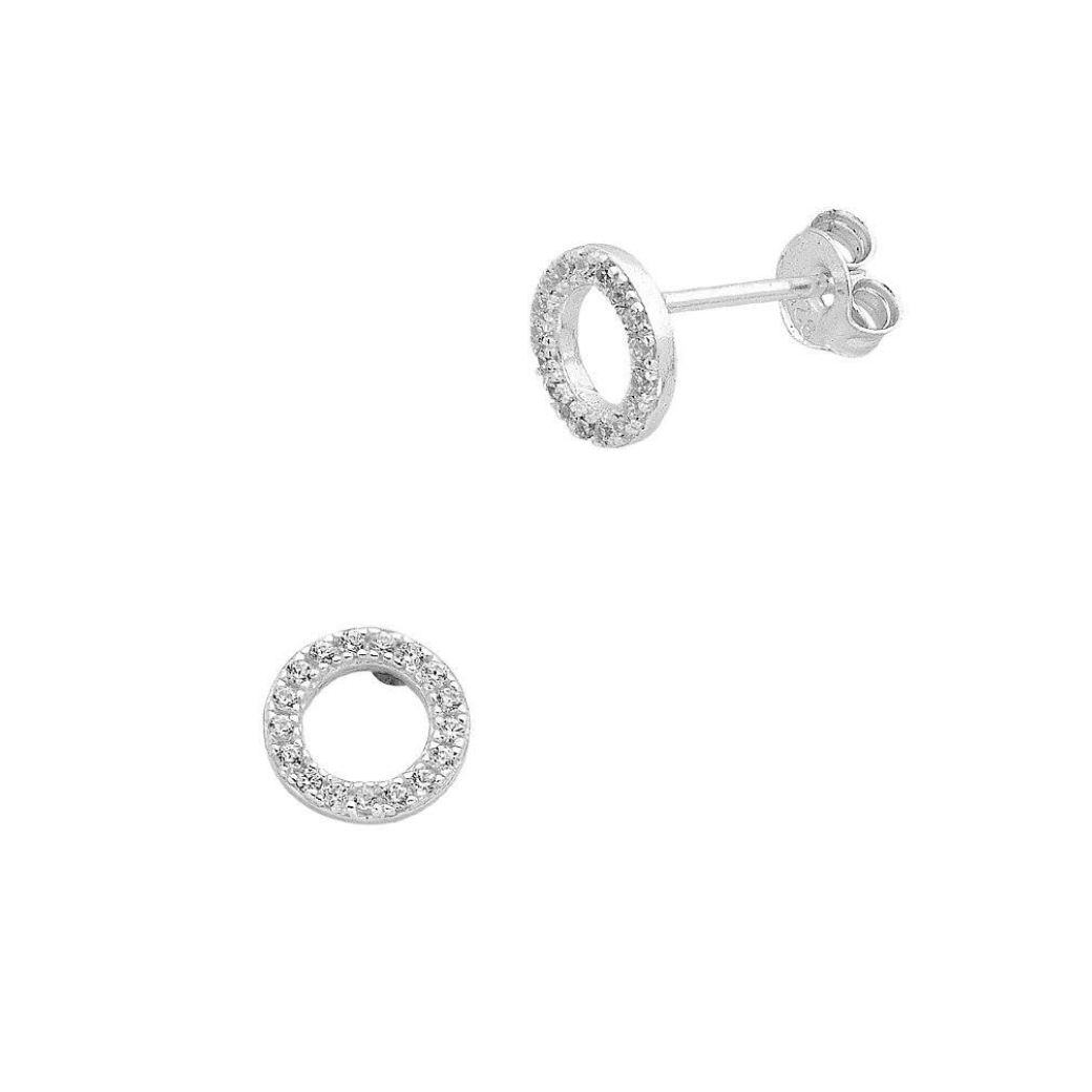open circle cubic zirconia earrings