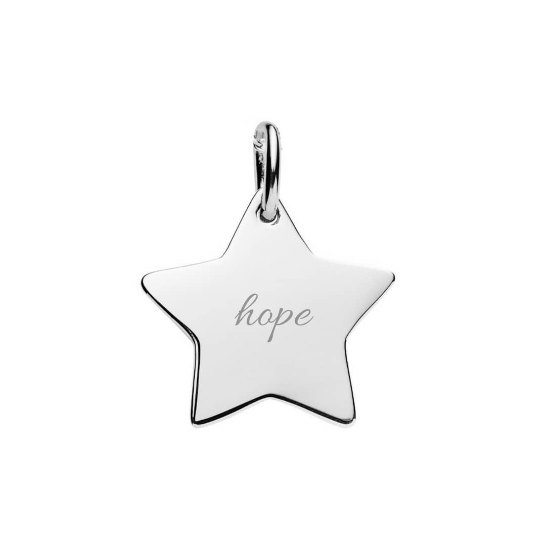 hope engraved on silver star pendant