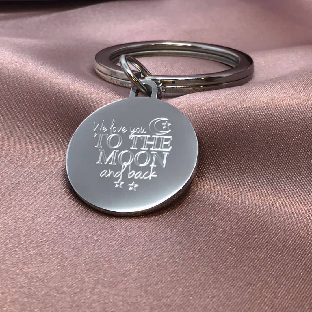 engraved key ring we love you to the moon and back