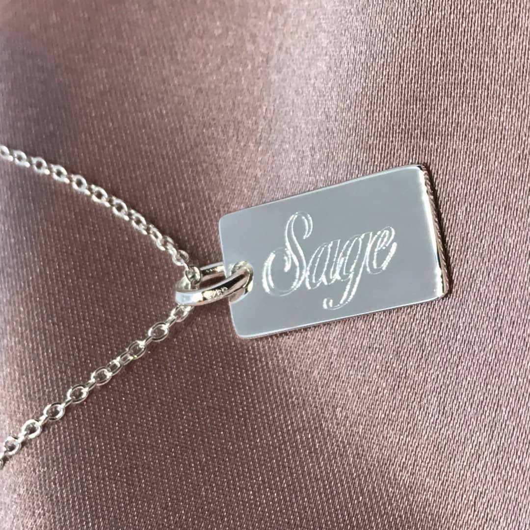 name silver bar necklace
