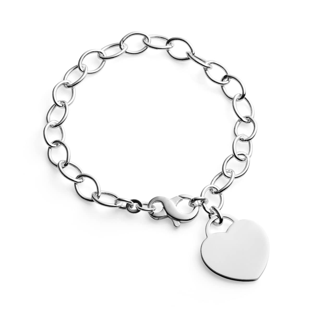 Silver Cable Bracelet & Engraved Heart