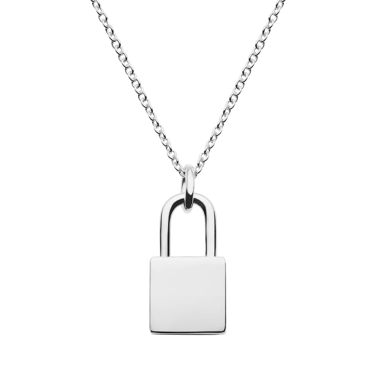 sterling silver lock necklace engrave with name, initials special date etc