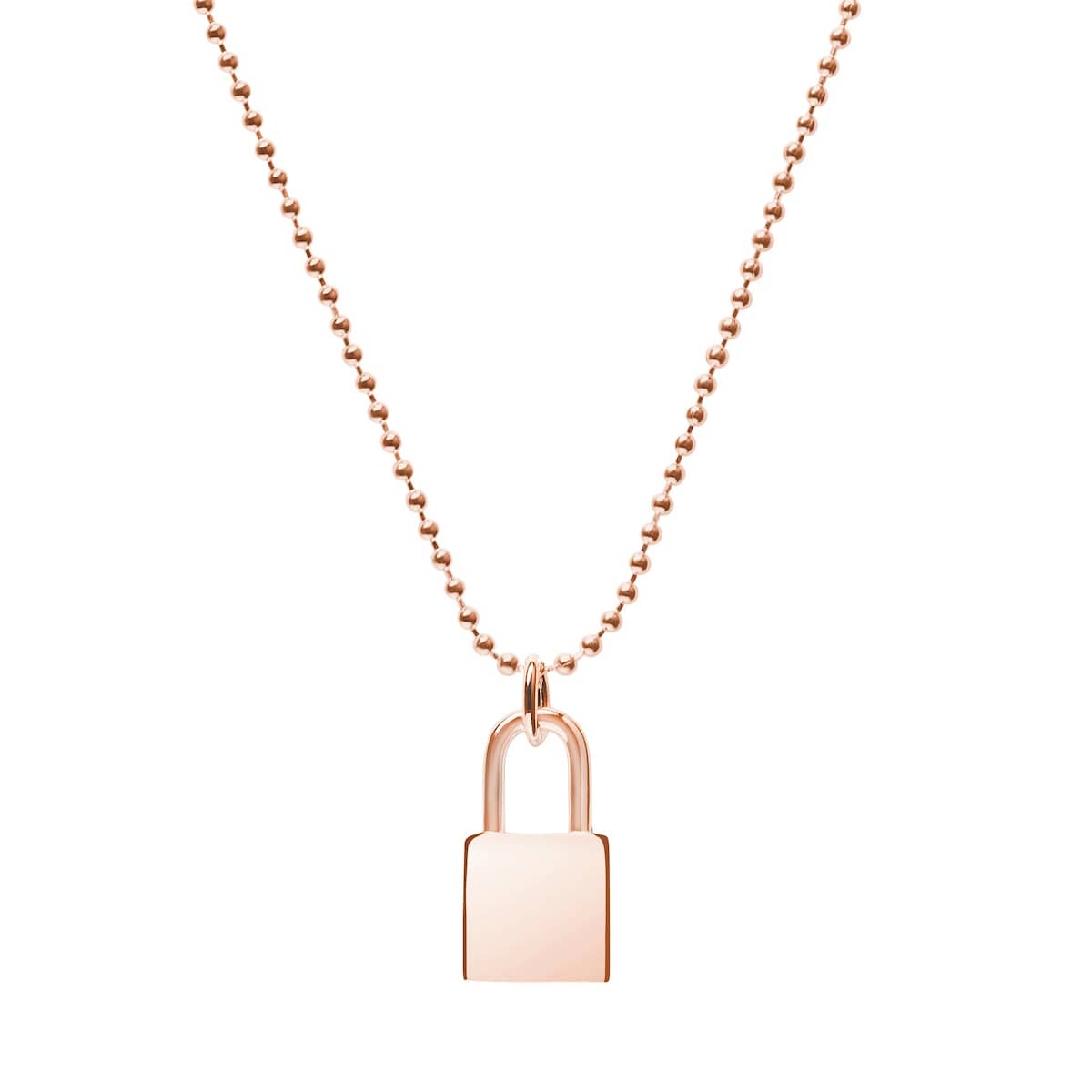 rose gold lock necklace with ball chain