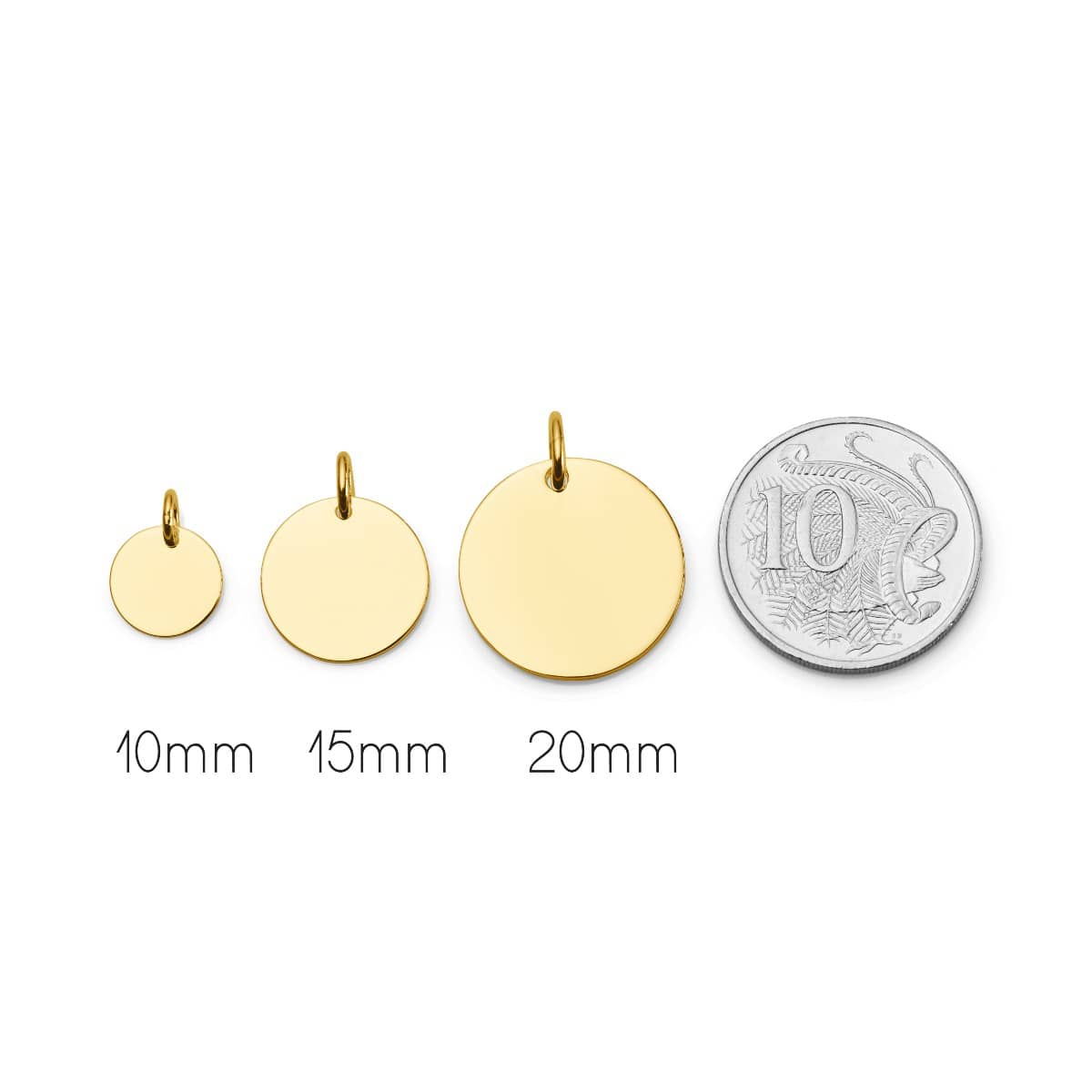 yellow gold engraved disc pendant sizes