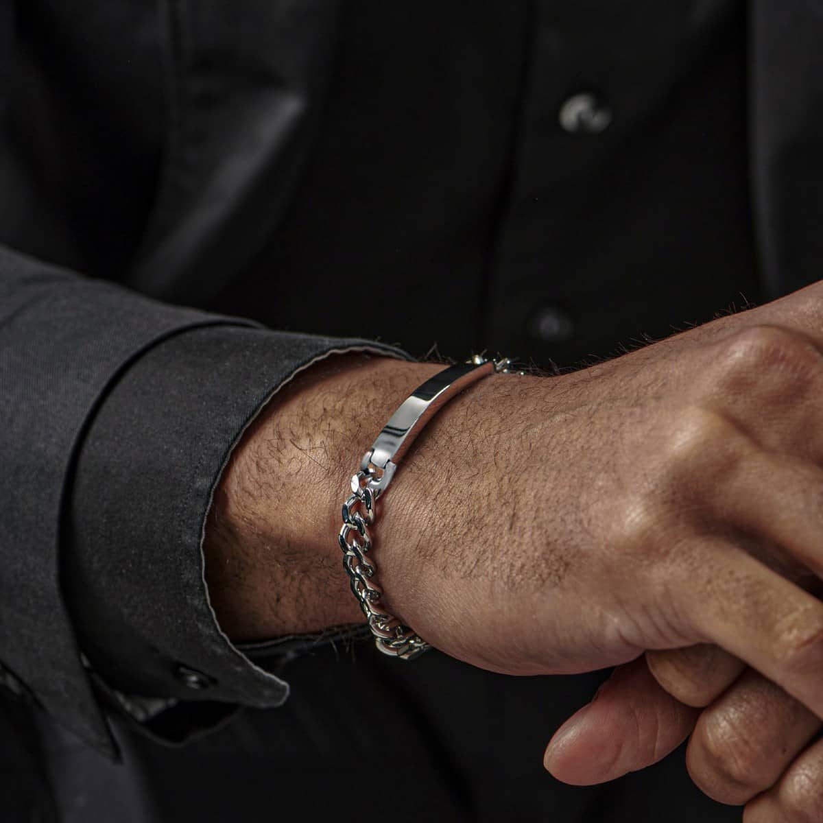 Buy Sterling Silver Personalised Curb ID Bracelet  Mens bracelets  Argos