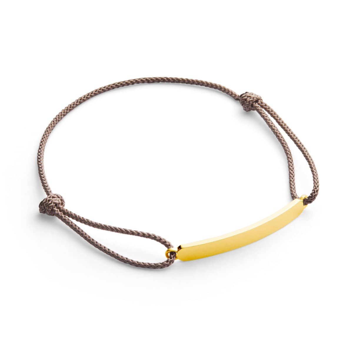 gold id bracelet with natural cord