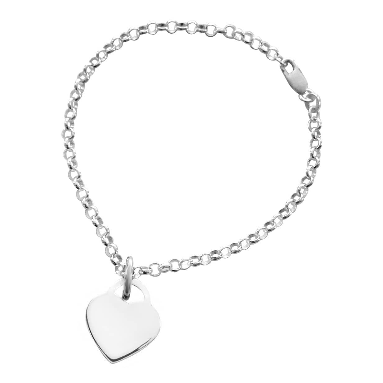 bracelet shown with engravable heart tag pendant