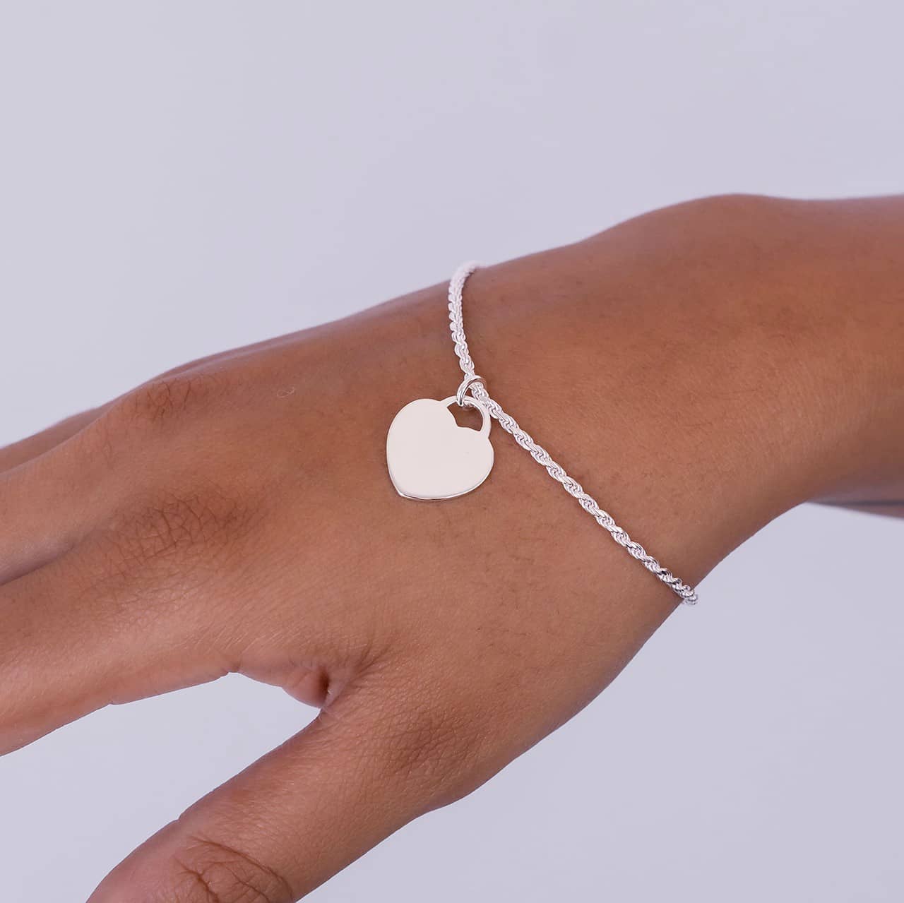 Silver heart tag pendant