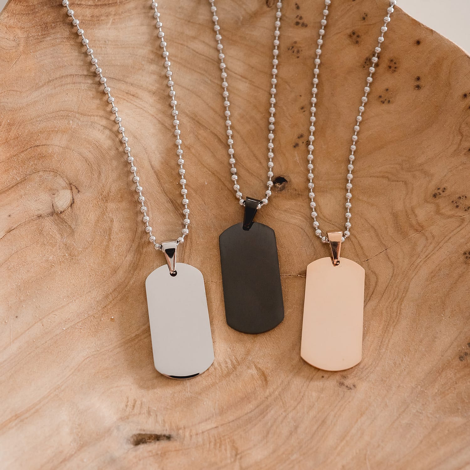 engraved jewellery steel military style dog tag necklace