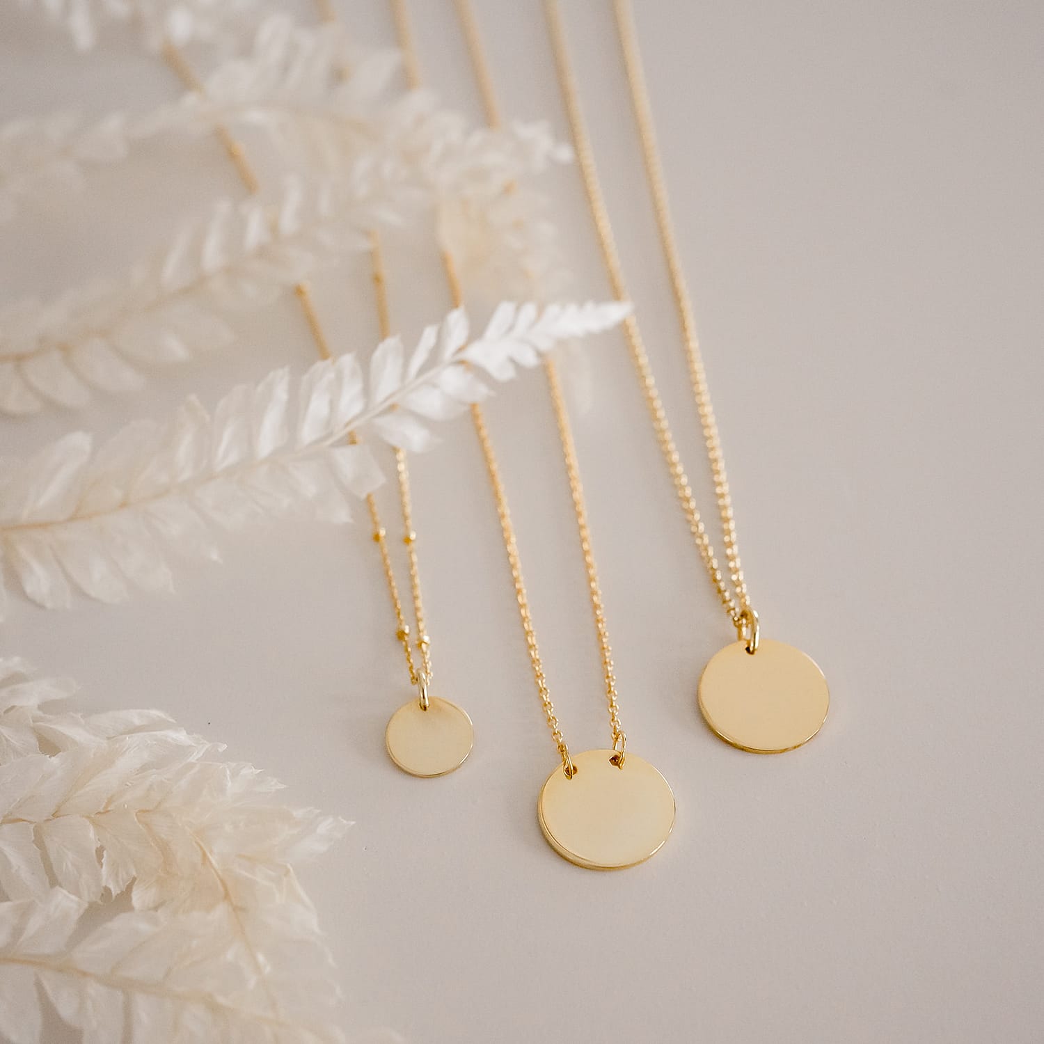 yellow gold disc necklaces you can engrave