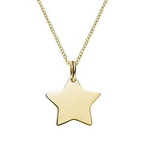 yellow gold plated star necklace engraved