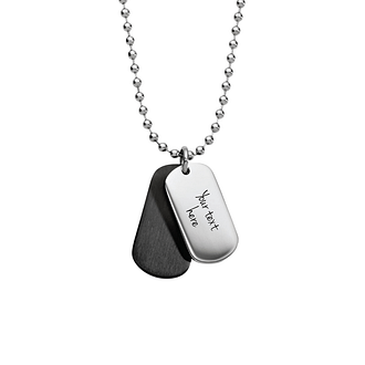 Double Dog Tags Men s Matte Black Shiny Steel Engraved Necklace
