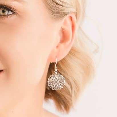 sterling silver filigree earrings mandala style