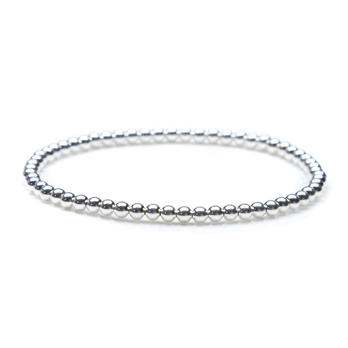 3mm stretch silver bead bracelet