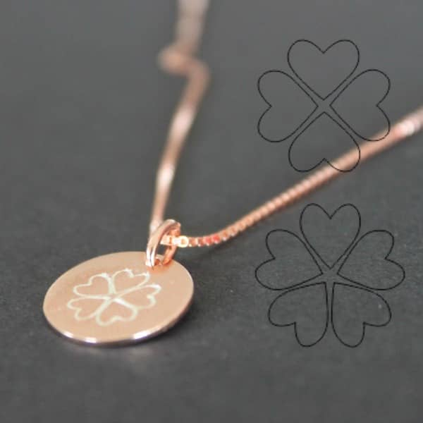 clover engraved on necklace