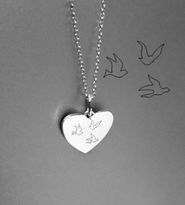 silver engraved heart pendant