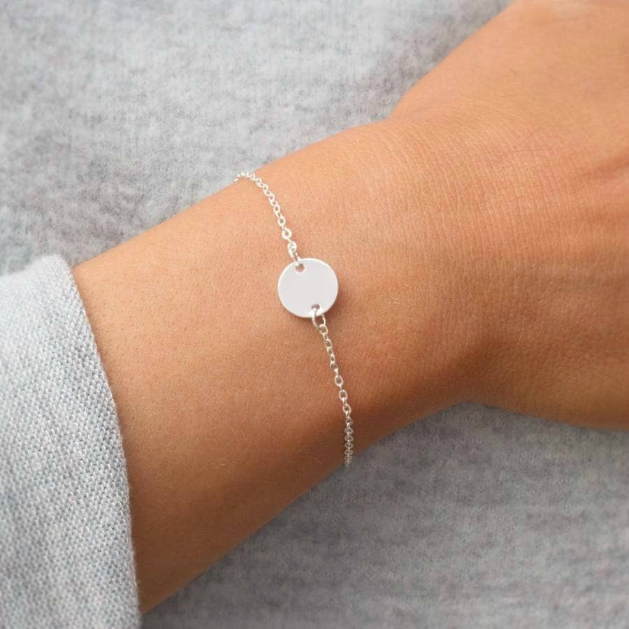 personalise this silver disc bracelet