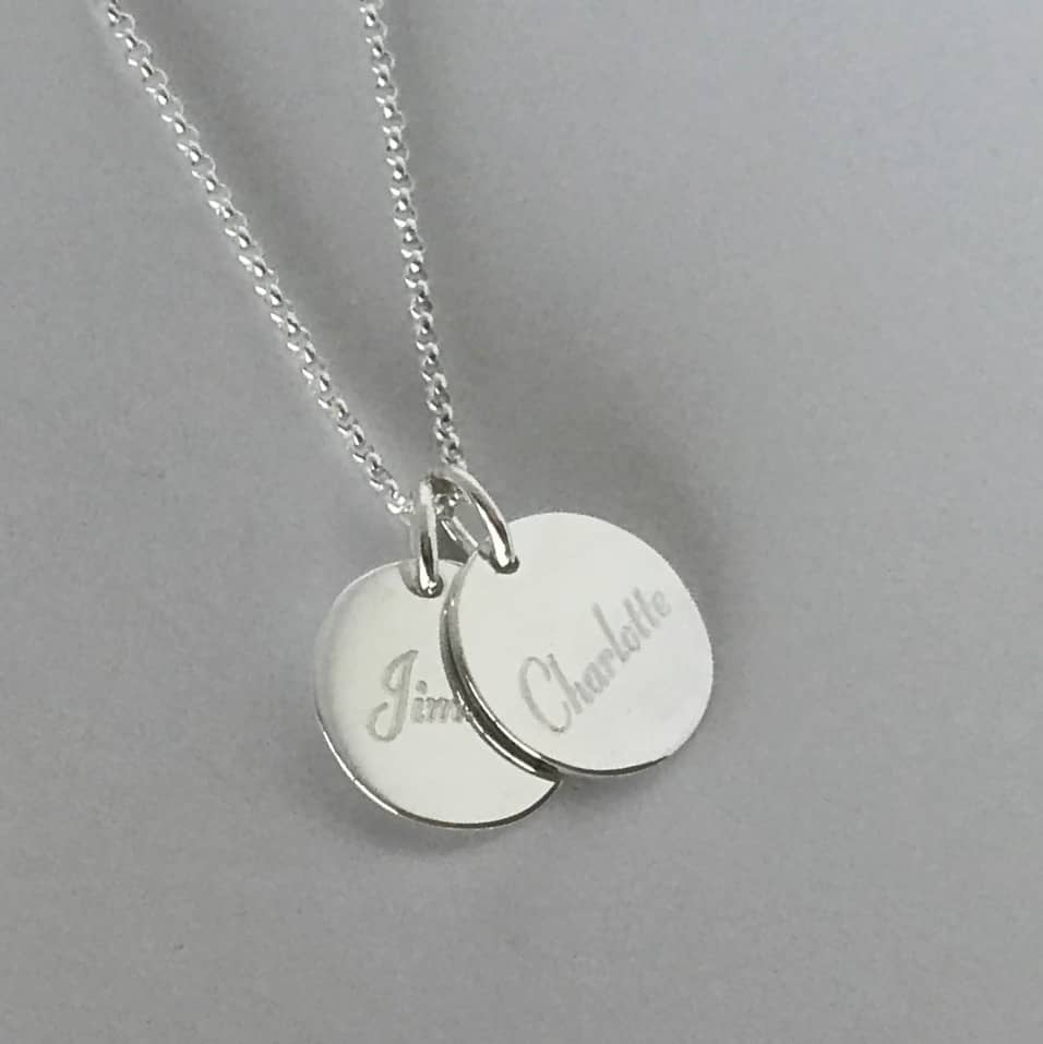 double disc necklace with childrens names